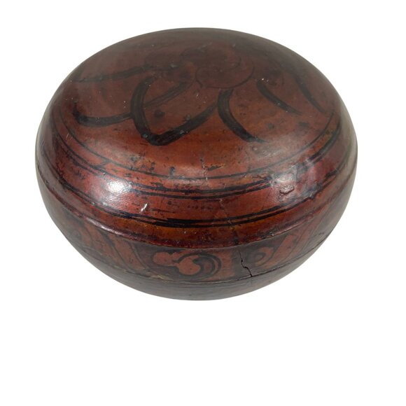 Antique Hand-Painted Wooden Trinket Box With Lid - Picture 2 of 7